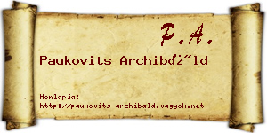 Paukovits Archibáld névjegykártya